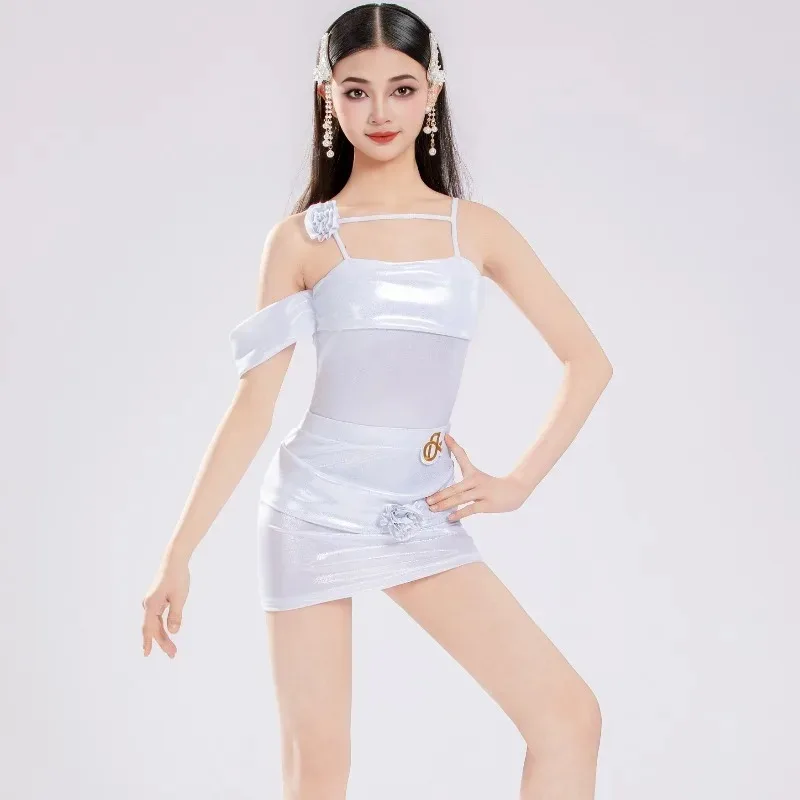 Girls Kids Latin Dance Practice Outfit Children's High-End Performance Costume Training & Stage Performance Accessories