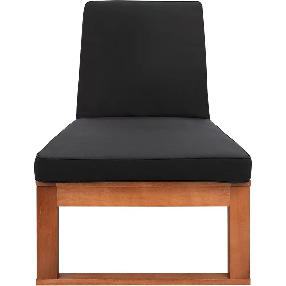 

Outdoor Collection no Natural Brown Solid Wood/Black Cushion Patio Adjustable Chaise Lounge Chair (PAT7024X)