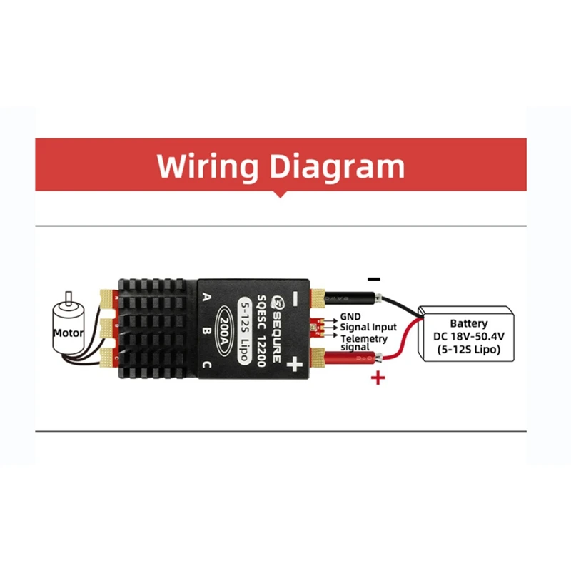 SEQURE 12200 bezszczotkowy elektryczny regulator prędkości 5-12S zasilacz 200A do samolotów wielowirnikowych modeli samochodów RC