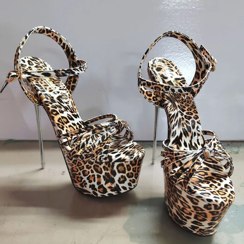 

New 2026 Sandals Women 19cm High Heels Shoes Woman Leopard Summer Platform Pumps Catwalk Shows Stilettos Big Size 47 48 WSH5537
