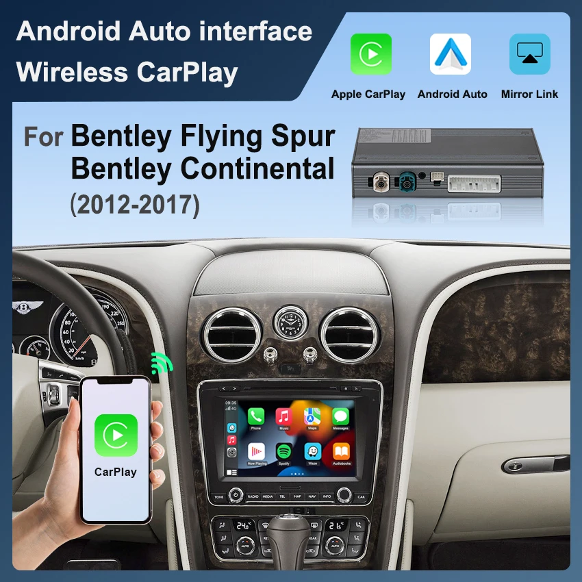 وحدة ترقية تلقائية CarPlay وAndroid لسيارة Bentley Flying Spur/Continental 2012-2017 التوصيل والتشغيل والتحكم الصوتي