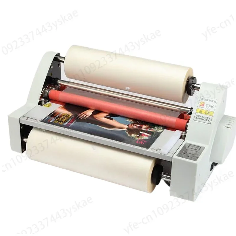 V350 Cold and Hot laminator Four Rollers Hot Roll Laminating Machine electronic temperature control Speed Adjustable 220v