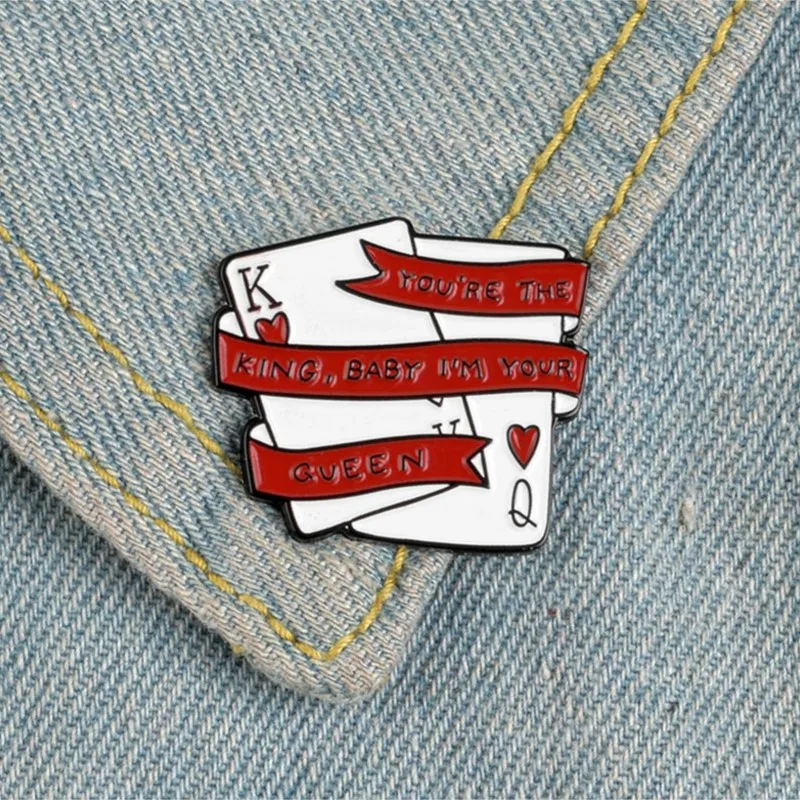 Enamel Pin Lovers Brooches for Bag Clothes Lapel Pin Badge Couples Love Jewelry Gift for Girl Friend Poker King Queen