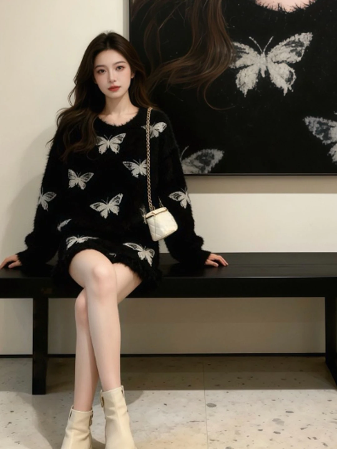 

Корейский комплект из свитера и юбки: молодежный, весенний, модный, повседневный, удобный, с высокой талией, хлопковый, на подкладке