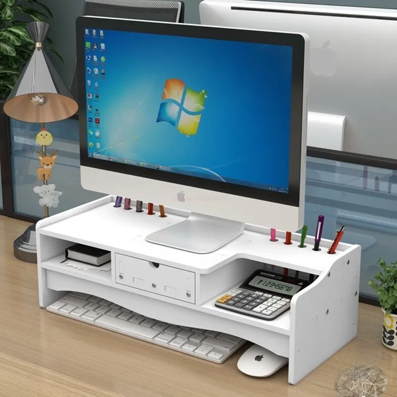 Computer Monitor Stand Office Desktop Storage Display Drawer Notebook Keyboard Shelf Flat Panel Display Stand