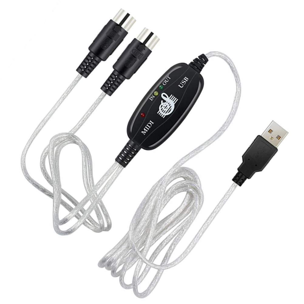 

180x2cm USB Midi Cable Built-in Driver No Installation Keyboard Adapter Connection Cable Music Editing Cord Music Editing Cord