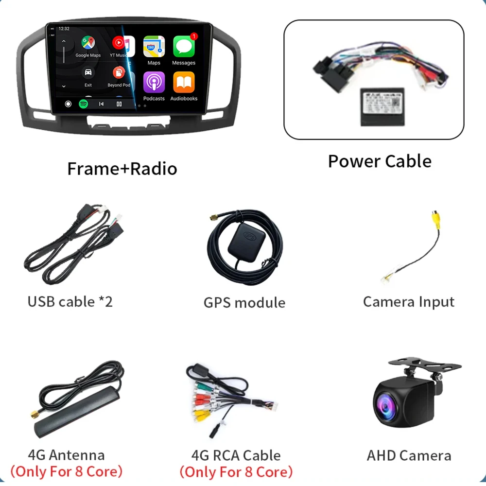 Android 16 Carplay Car Radio WIFI+4G For Buick Regal Opel Insignia 2009 2010 2011 2012 2013 Multimidia Player GPS Navi Stereo BT - view 4