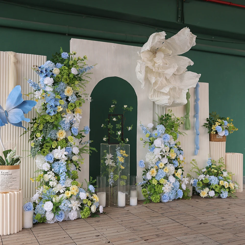 

Decoration Mariage Birthday Event Blue Green Fiore Artificiale High Quality Artificial Flower Arrangements Decor Wedding HY2700