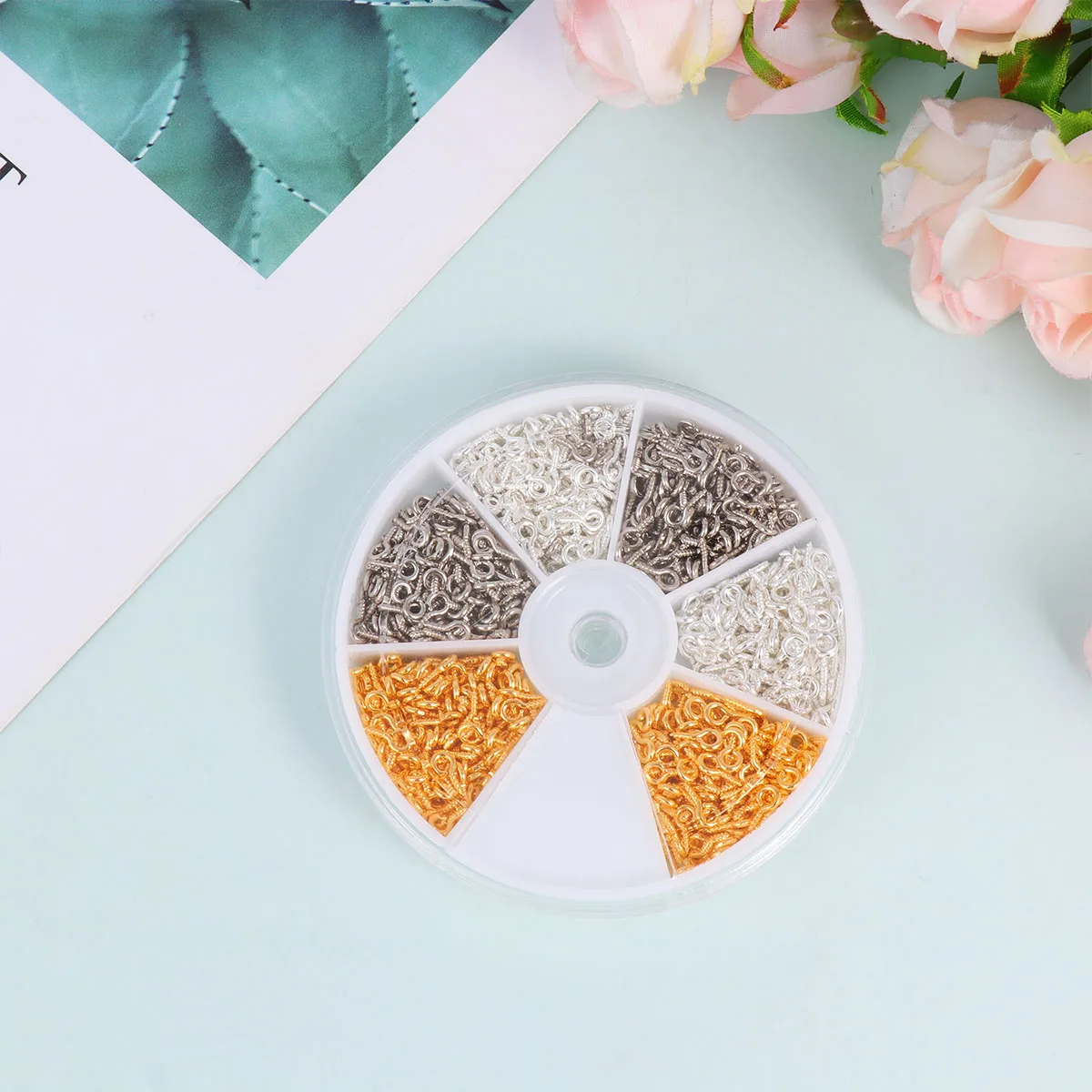 

900 pcs Sheep Eye Screws Set Iron Plated Self-Tapping Hooks For Diy Jewelry Photo Hanging Wood Crafts Threaded Eye Bolts