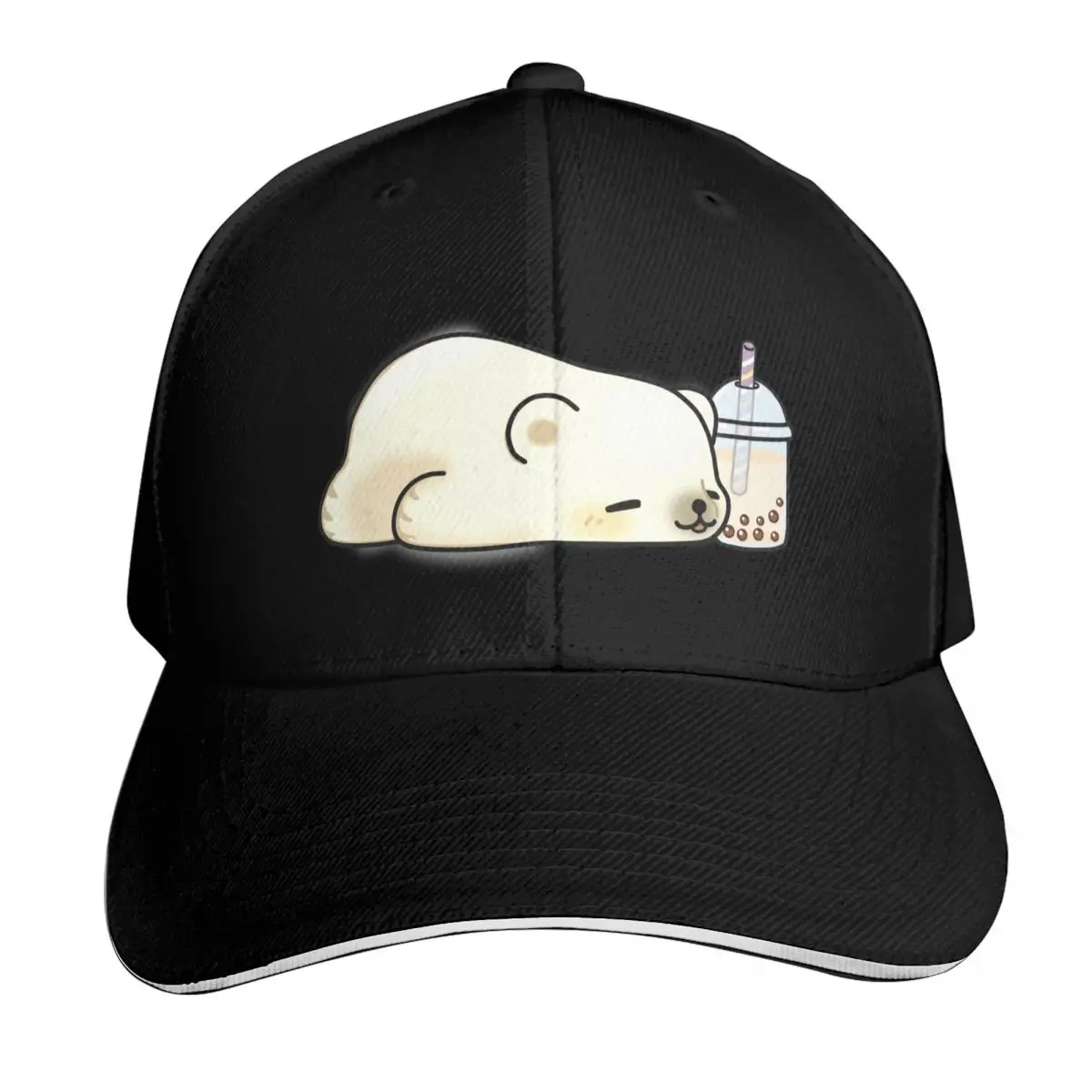 Little Polar Bear Chilling with it's Boba Tea Baseball Cap Curved Brim Classic Fit Low Profile Unstructured Unisex for Men Women