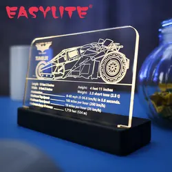 EASYLITE LED Light Acrylic Display Board Sign Plate Nameplate For Batmobile Tumbler 76240 Building Blocks Bricks Toys Set