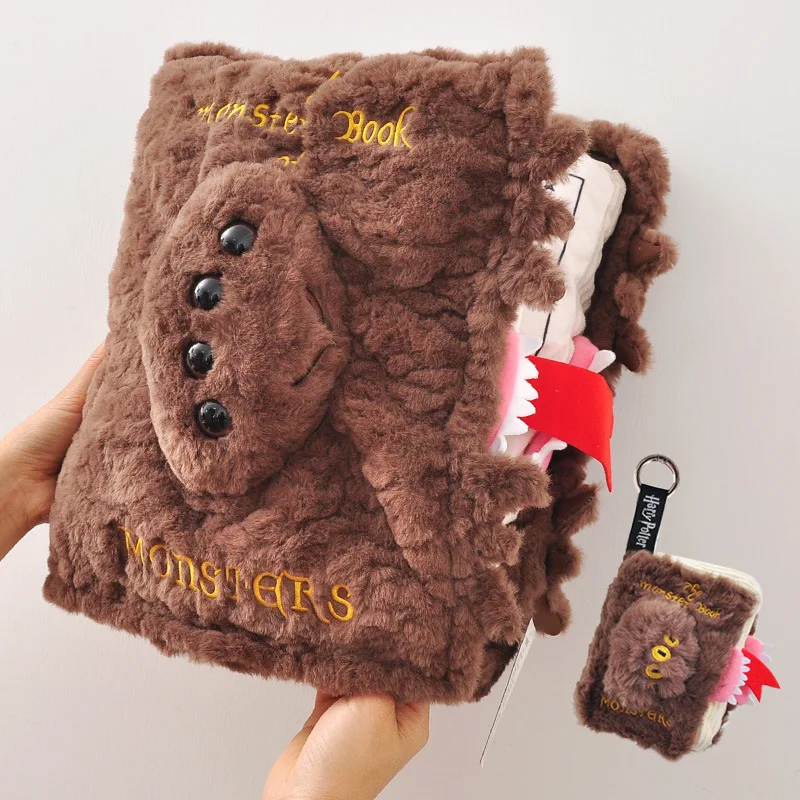 HUGKIS Official Harry Potter Adorable Monster Book of Monsters Plush, 10cm Keychain & 35cm Pillow, Movie Collectible Stuffed Toy