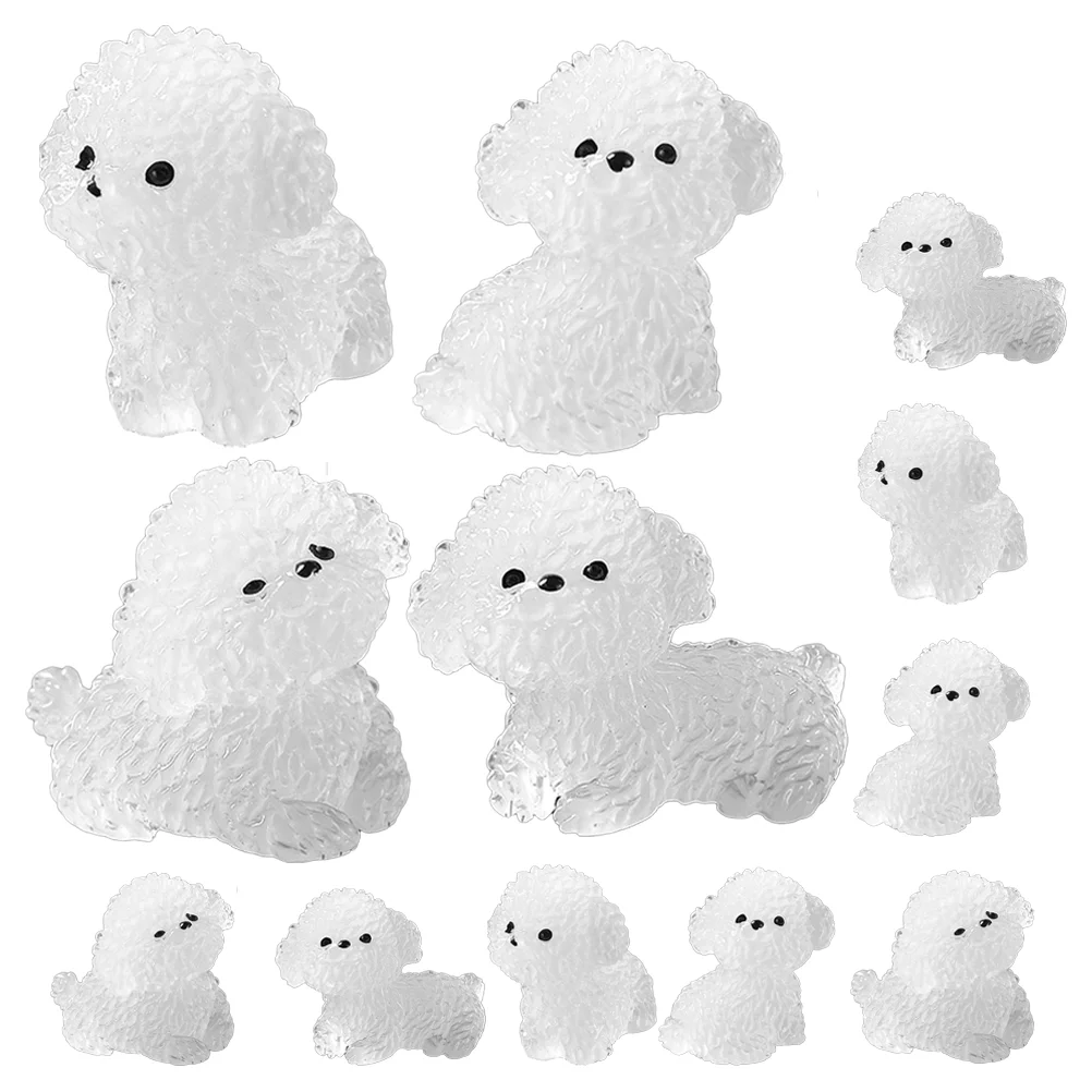 12 Pcs Miniature Dog Glow-in-the-dark Puppy Micro Landscape Fairy Garden Ornament Resin Decoration World