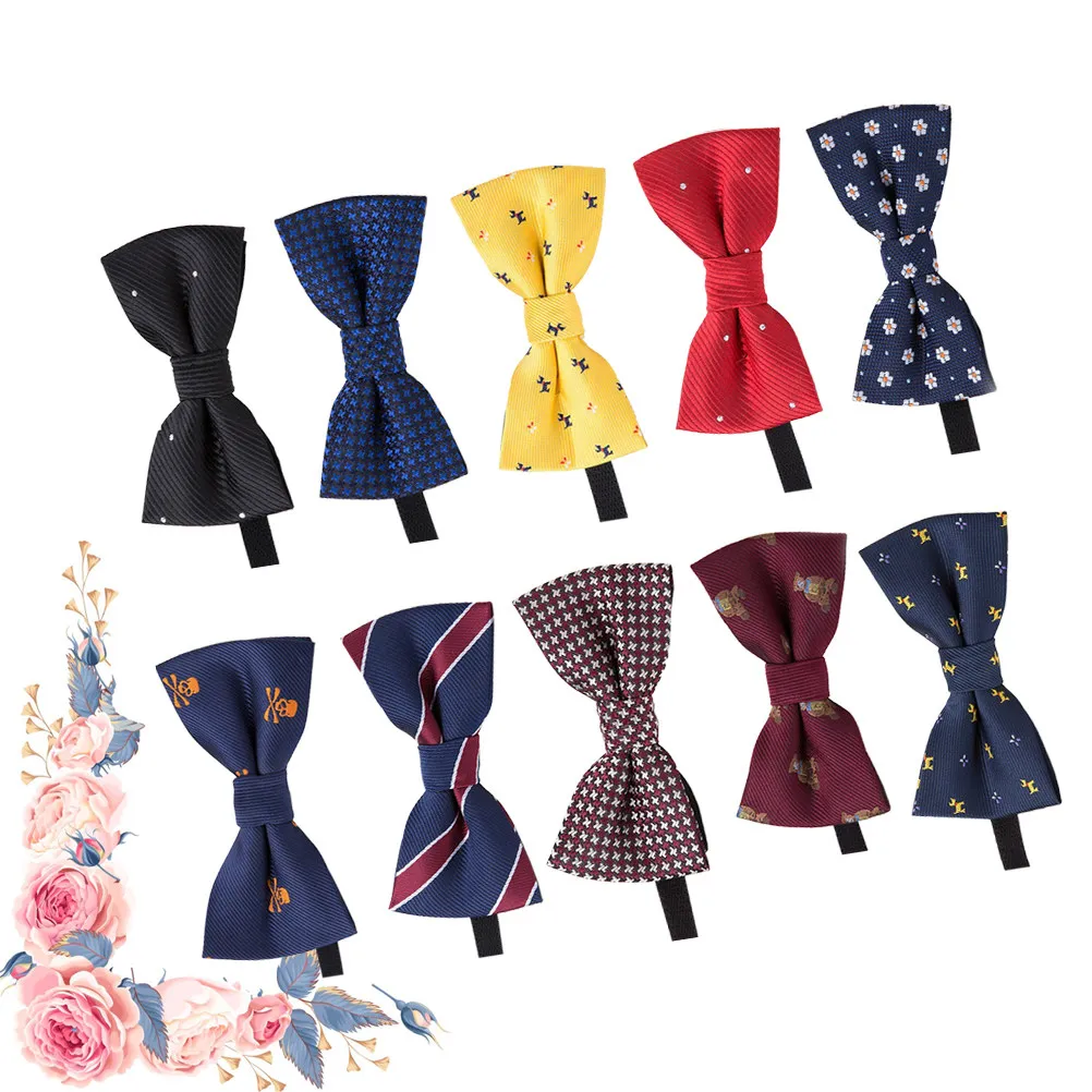 

10Pcs Kids Bow Tie Set Pre-Tied Polyester Neck Bowtie Silky Glossy Wear-Resistant Fashion Accessory for Parties Weddings