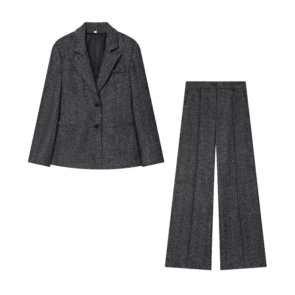 خريف جديد المرأة المخلوطة تنورة قصيرة نمط تنحنح سترة البدلة والسراويل عالية الخصر #1