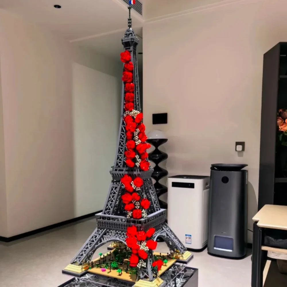 

MEIZHI 10001Pcs 1.5M Eiffel Tower Creative Pairs With Roses Model Building 10307 10328 Bulding Blocks Toys For Kid Birthday Gift