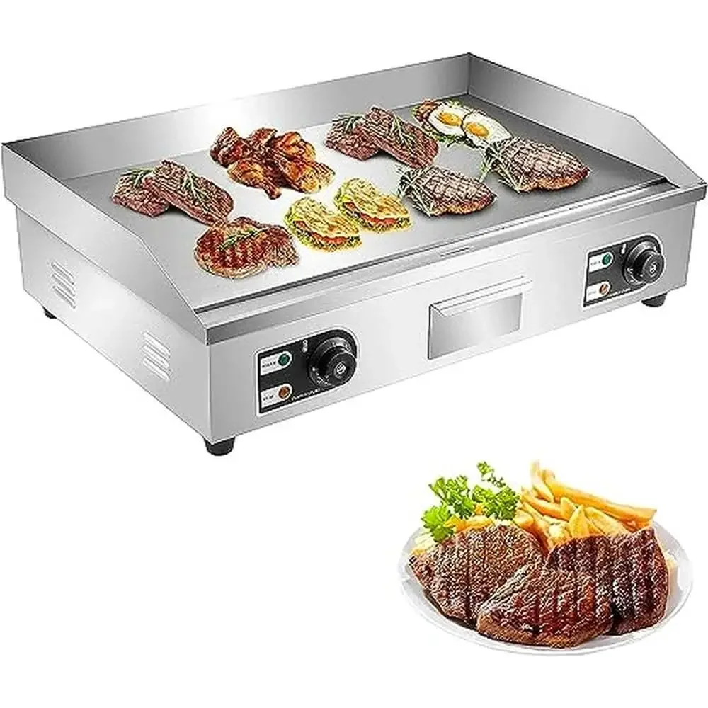 

Commercial Electric Countertop Griddle Grill 4400W Adjustable Temp Control 122-572°F Food-Grade Stainless Steel Durable Easy