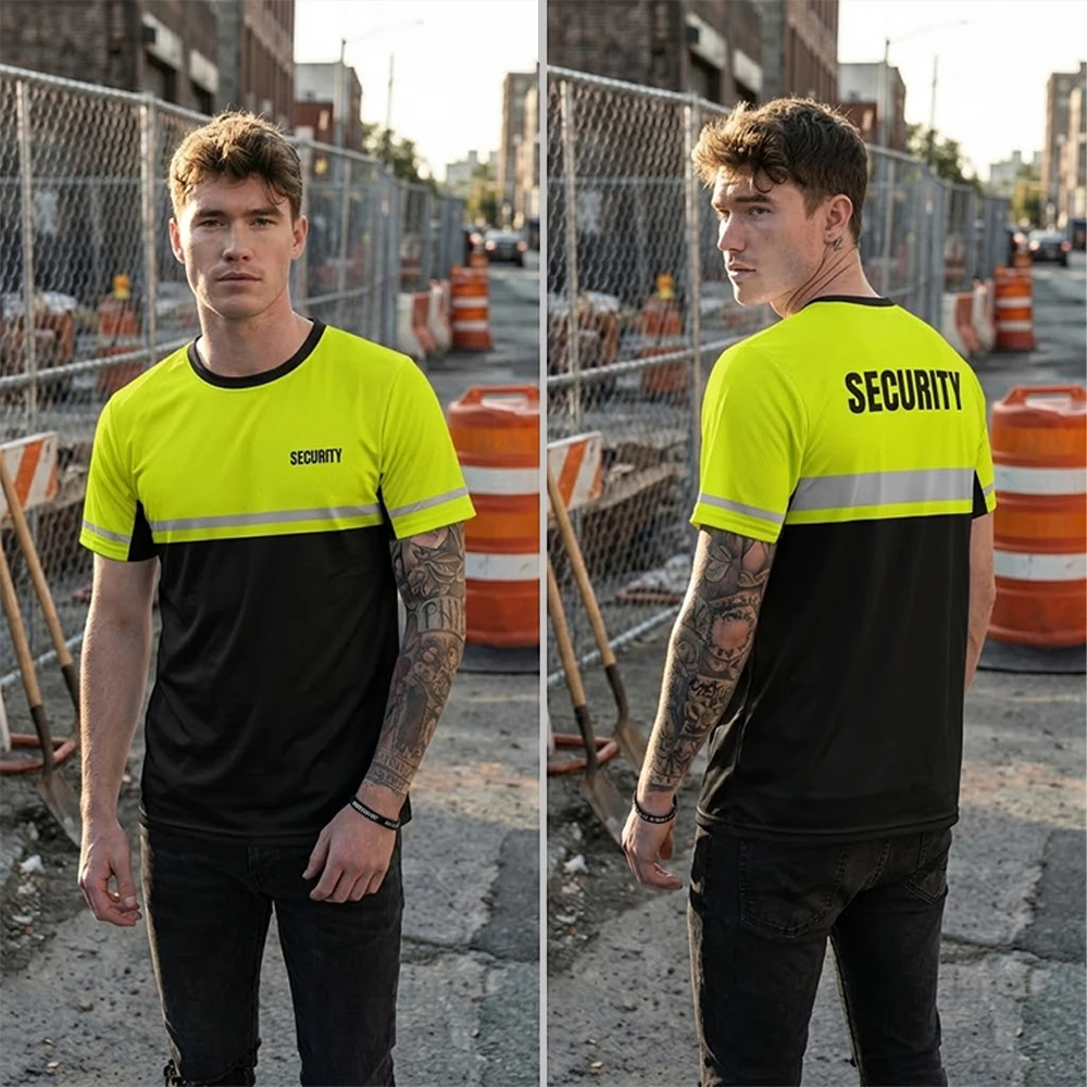

2026 Customized Men's Safety Work T-Shirt Outdoor Breathable Lightweight Reflective Workwear Essential Safety Jacket For Workers