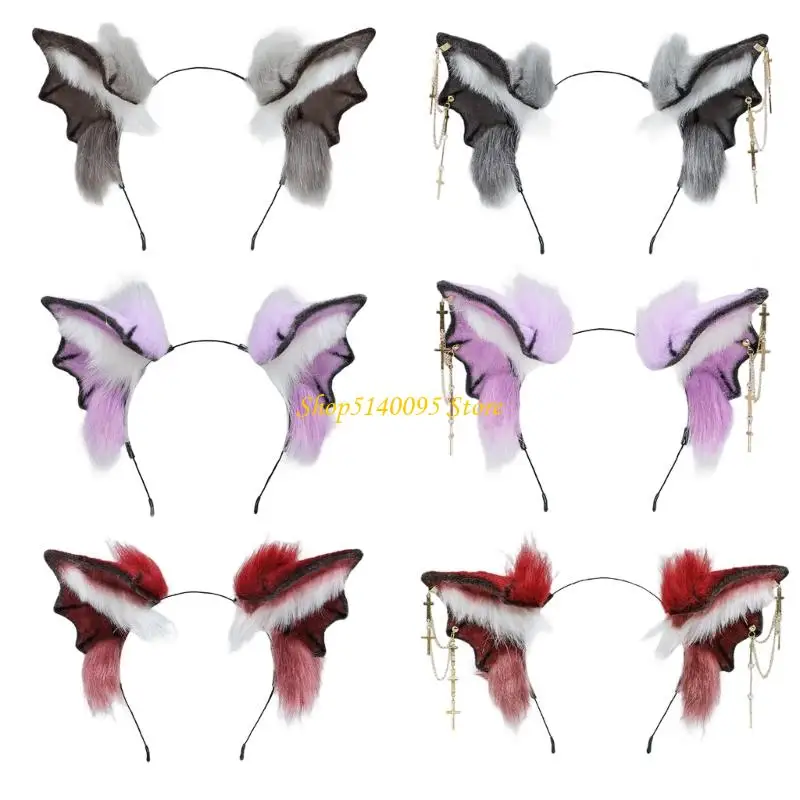 

DXAE Handmade Bloodsucker Hair Clip Bats Anime Festival Hairpiece Halloween Hairband for Costume Anime Lover