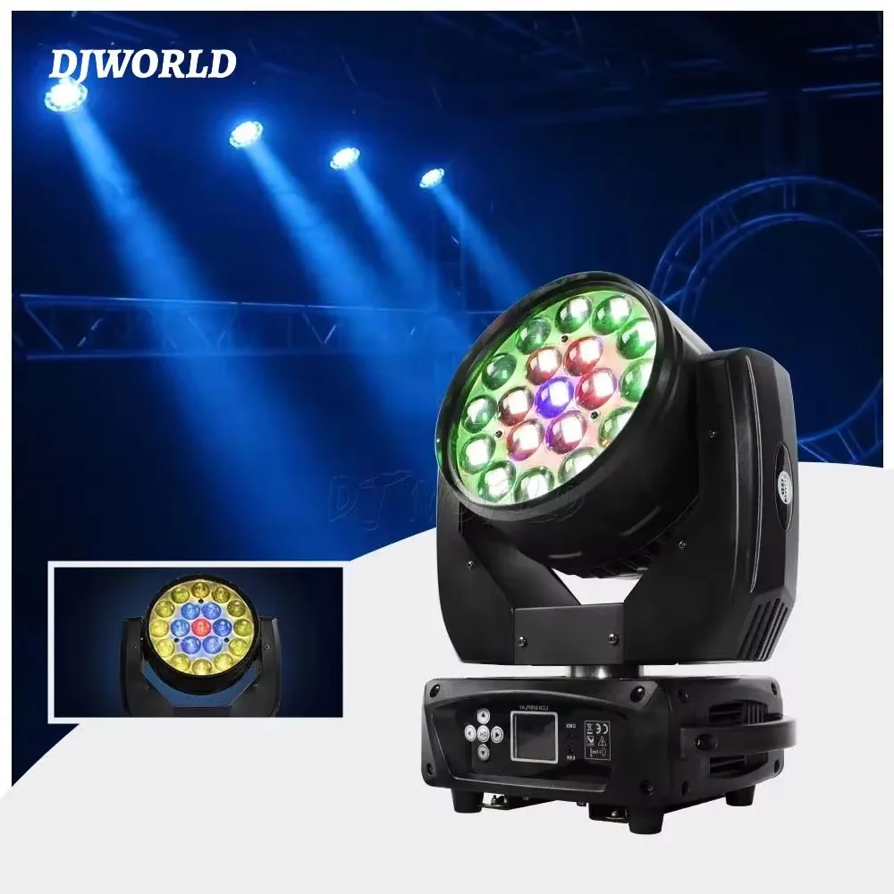 

LED Light 19x15W Moving Head Zoom+Wash DMX Stage Lighting Nightclub Bar Soundlights Spotlight DJ Equipment Disco Light Party