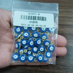 30pcs 10mm Classical Turkish Evil Eye Charm Pendants For Women Men Bracelet Necklace Earrings DIY Jewelry Making Accessories