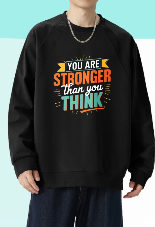 

T shirt for men autumn Daily Solid color Long sleeves Graphic tee You Are Stronger Than You Think Y2k Casual Printed t shirt Men