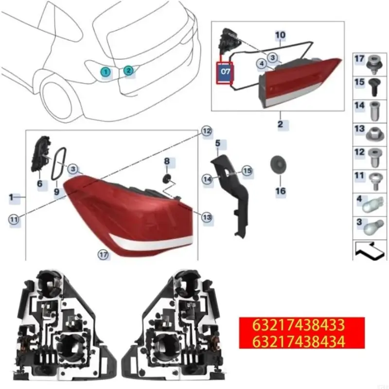 M76E Upgrades ABS Innenrücklicht-Montagehalterung 63217438433 63217438434 Einfache Installation Paar kompatibel für Auto F49 – Detail 5