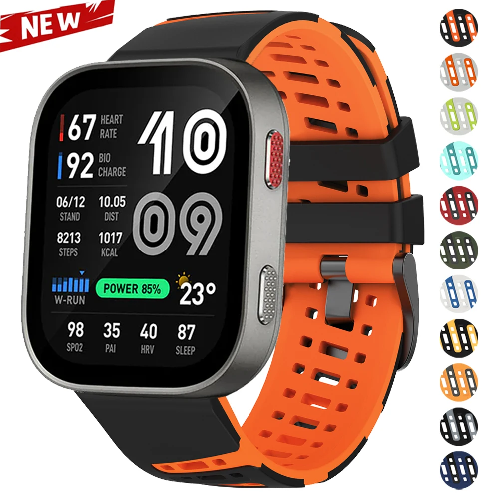 Bracelet en Silicone bicolore de 22mm, pour Amazfit BIP MAX 6 5 UNITY, Amazfit Cheetah 2 Ultra 48mm/BALANCE 2/Active Max
