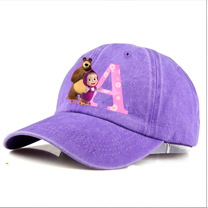Mashas and The Bear Baseball Cap Letter A-Z Casual Hats Anime Adjustable Sun Bonnet GIRL Headgear Classic Cotton Peaked Hat Gift