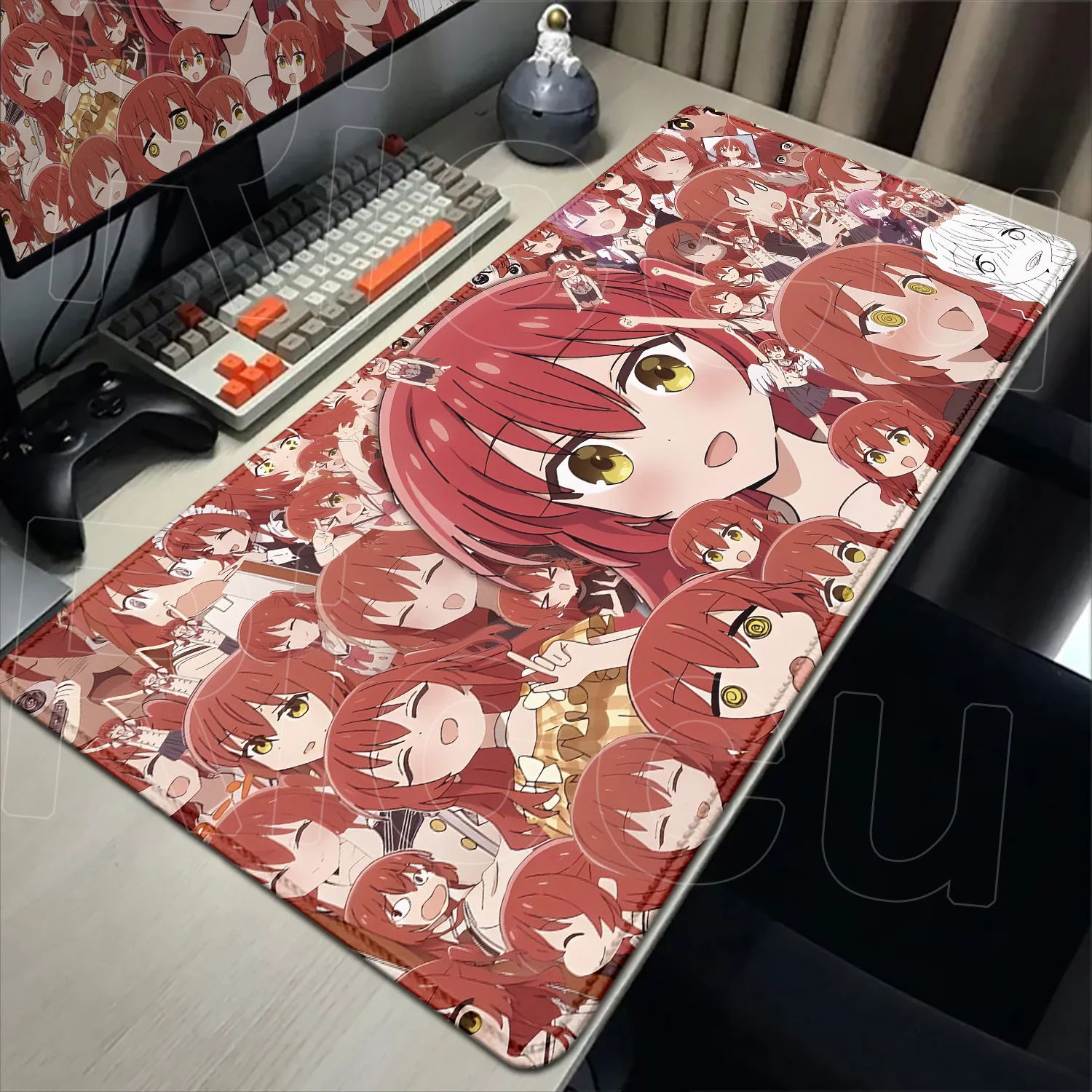

XXL Gaming Mousepad Kawaii Bocchi The Rock Cartoon Keyboard Mats Large Computer Lock Edge Thicken Mouse Pad Gamer Non-slip Table
