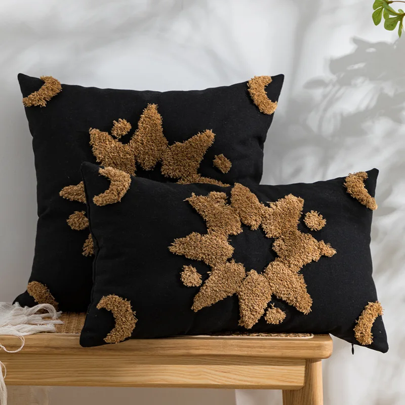 Star Cushion Cover Tufted Black Coffee Ivory 45x45ccm/30x50cm Home Decoration Sofa Couch Bed Chair Pillow Cover Living Room