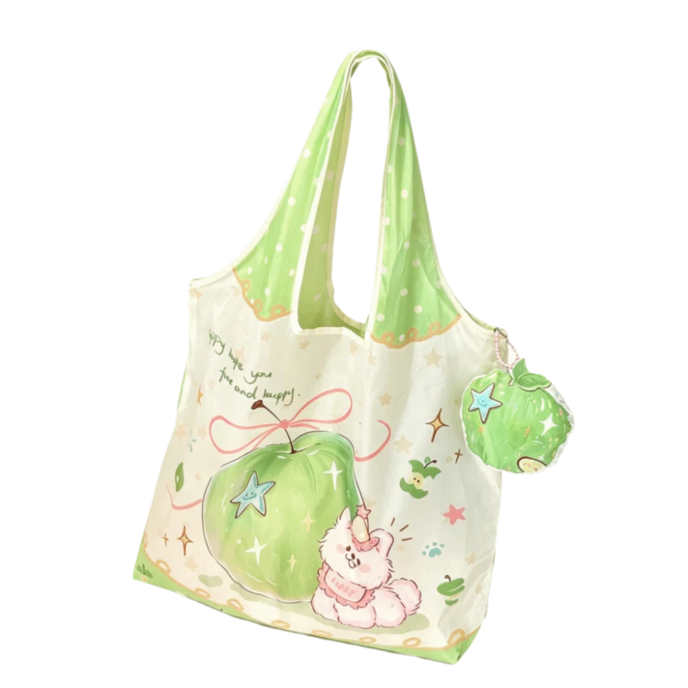 Kawaii Foldable Keychain Bag Fruit Shape Strawberry Cartoon Shopping Bag Pendant Large Capacity Portable Shopping Bag Keychain