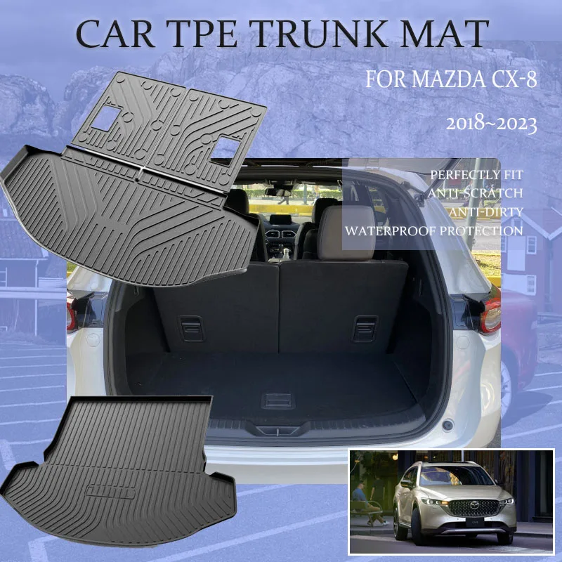 

Car TPE Boot Mat For Mazda CX-8 CX8 CX 8 KG 2018~2023 5seat 7seat Waterproof Back Seat Mat Trunk Storage Pad Mud Car Accessories