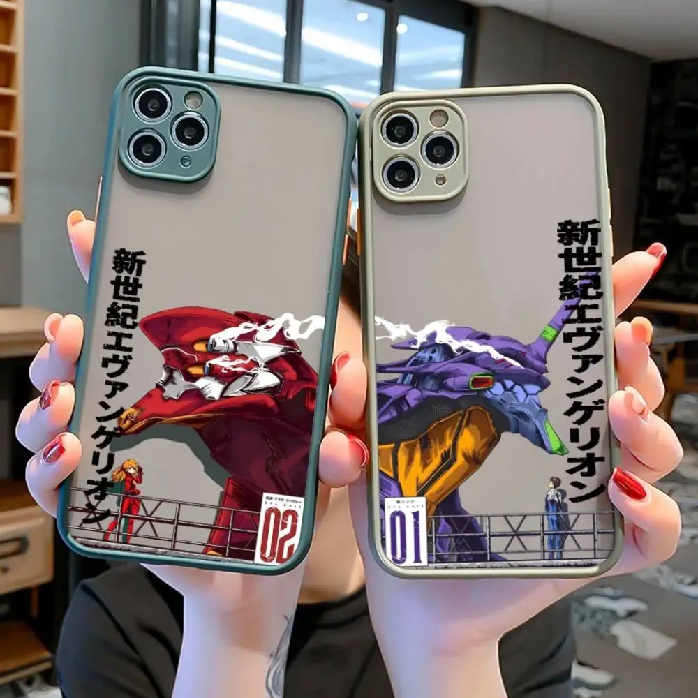 เคสโทรศัพท์ลายอนิเมะสุดฮิต สำหรับ E-Evangelions เคสโทรศัพท์สำหรับ iPhone 16 15 14 11 12 13 Pro Max X XS  แบบใสกึ่งด้าน