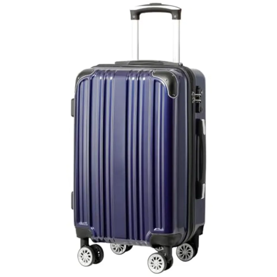 

Navy New 24in Checked Luggage with PC+ABS Hardshell Durable Lightweight Design Dual Spinner Wheels TSA Lock YKK Zipper