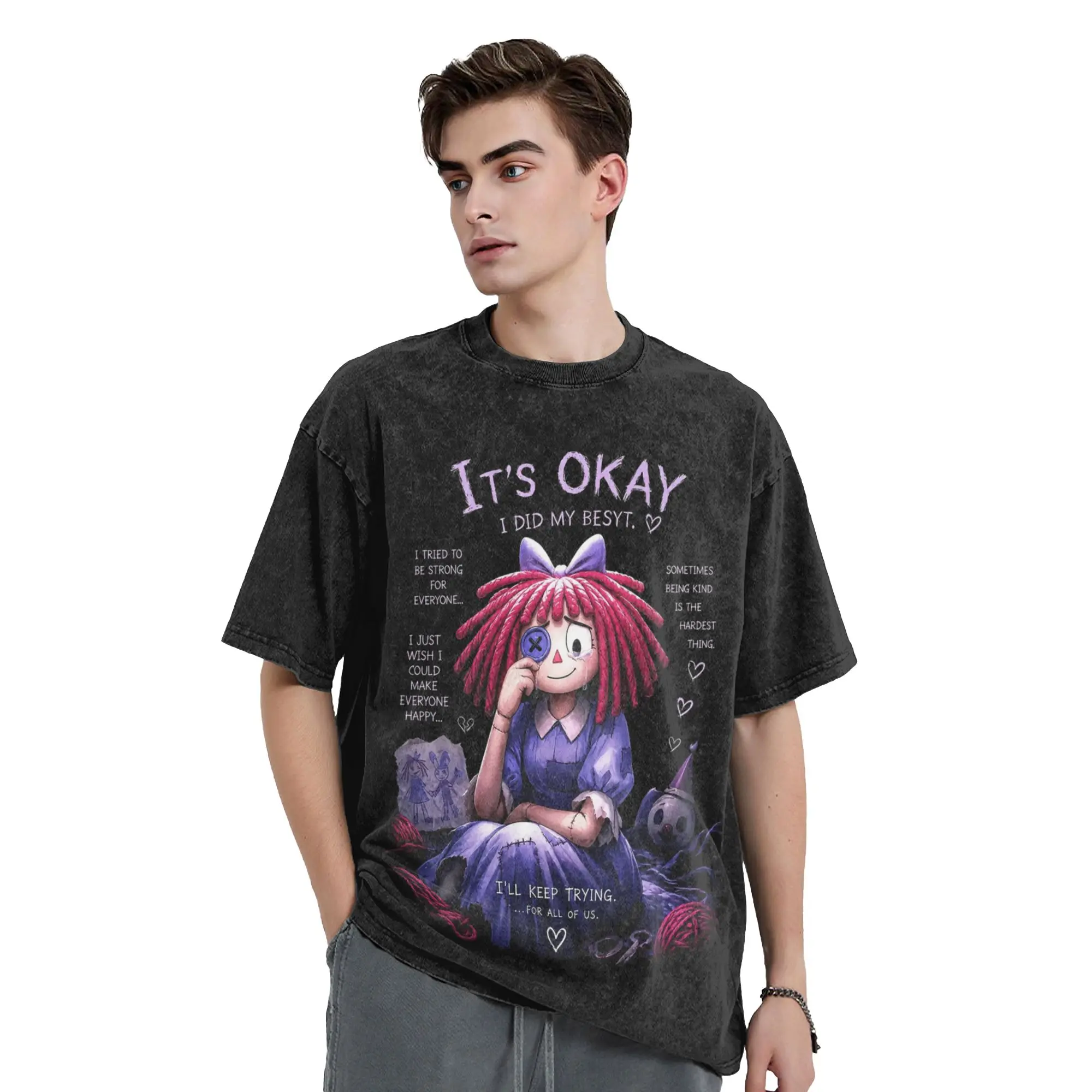 Ragatha Cartoon Digitals Circus Washed T Shirts Streetwear Novelty T-Shirts Tee Shirt Men Women Cotton Harajuku Printed