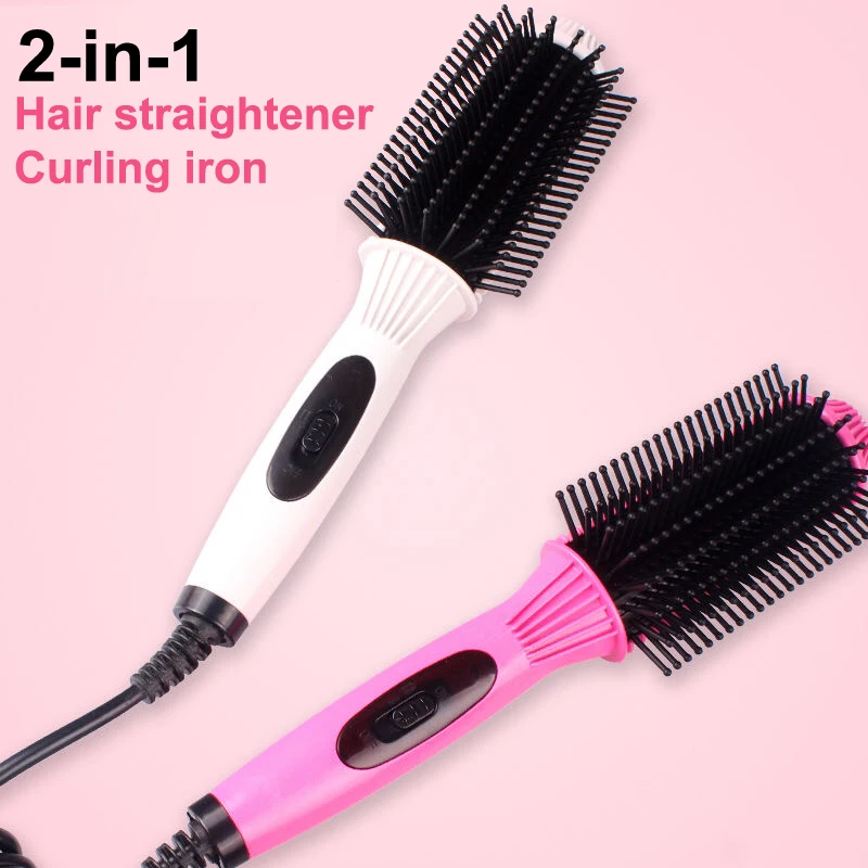 Multifunctional Heating Curling Iron Ceramic Heated Round Brush Electric Hair Straightener Brushes Professional Styling Tool view 3