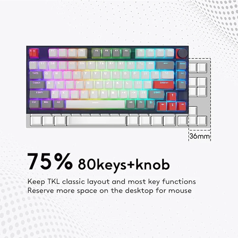 SKYLOONG GK75 TKL Klawiatura Kompaktowa programowalna klawiatura do gier 75% Układ RGB Przewodowa klawiatura mechaniczna z możliwością wymiany podczas pracy z Konb