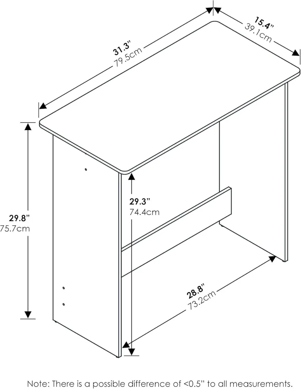 Compact Computer Desk for Home Office & Gaming, 31.3" Wide, Sturdy Wood Table with Rounded Corners