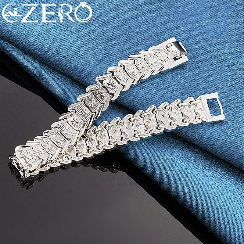 ALIZERO 925 Sterling Silver Wristband Chain Bracelet For Men Women Wedding Engagement Party Fashion Jewelry Gift