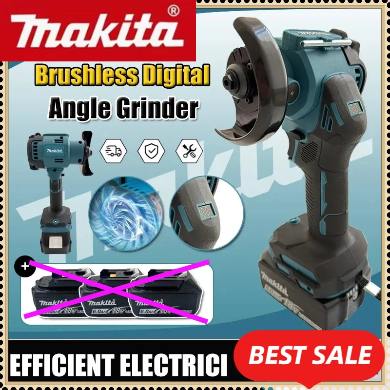 

Бесщеточная мини-угловая шлифовальная машина Makita с цифровым дисплеем для полировки и резки, совместимая с аккумулятором Makita 18В