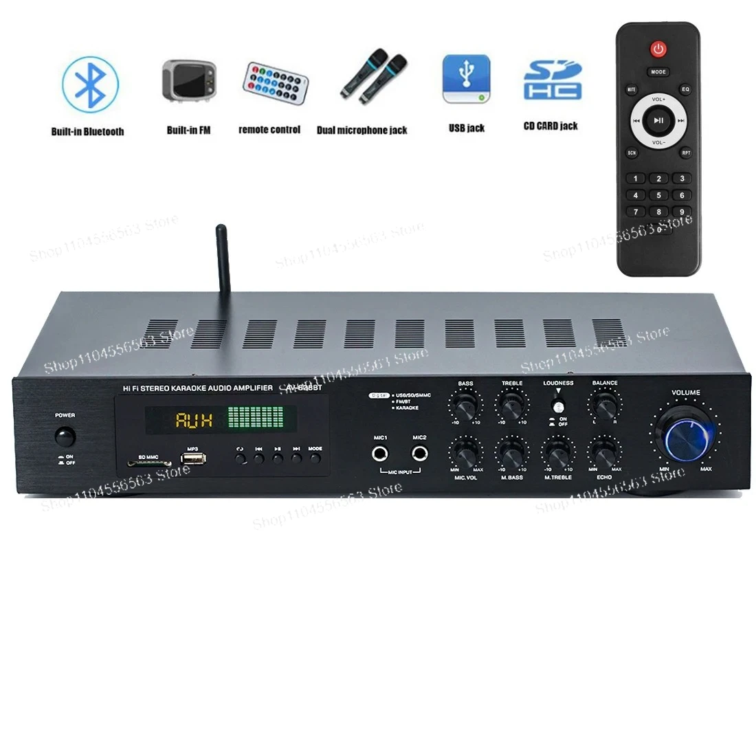 1000W 5.1 Channel Bluetooth Home Theater Amplifier with Hi-Fi Sound and Karaoke Function for Surround Audio System