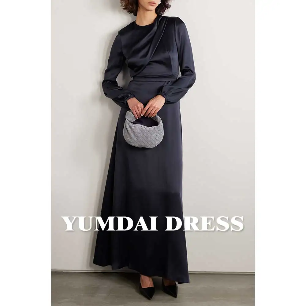 

YUMDAI Elegant Navy Blue Mother Of The Bride Dress Long Sleeve Evening Dress Middle East 2024 Wedding Guest Prom Party Gown