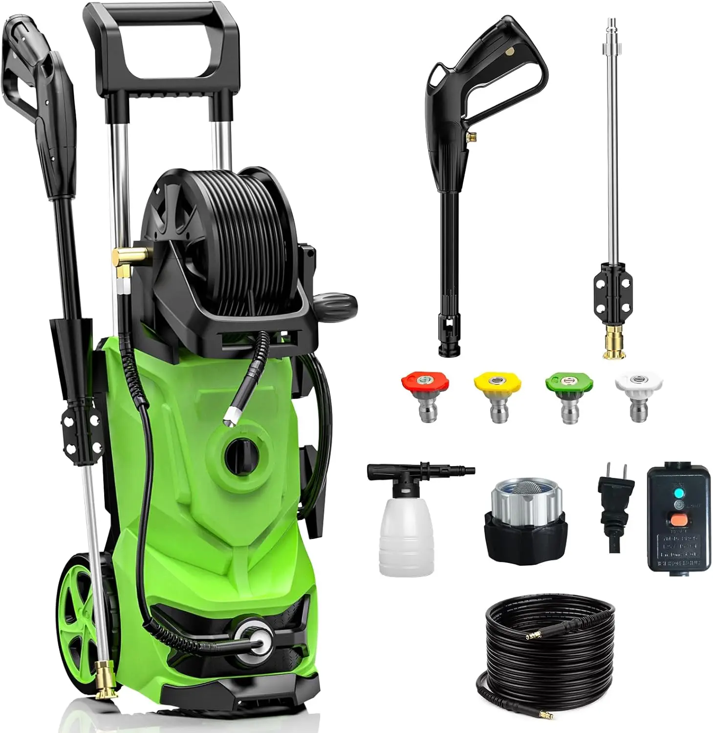 3000 PSI Electric Pressure Washer - 2.6 GPM with 4 Different Pressure Nozzle, Portable Soap Tank, Foam Cannon 20ft Pressure Hose