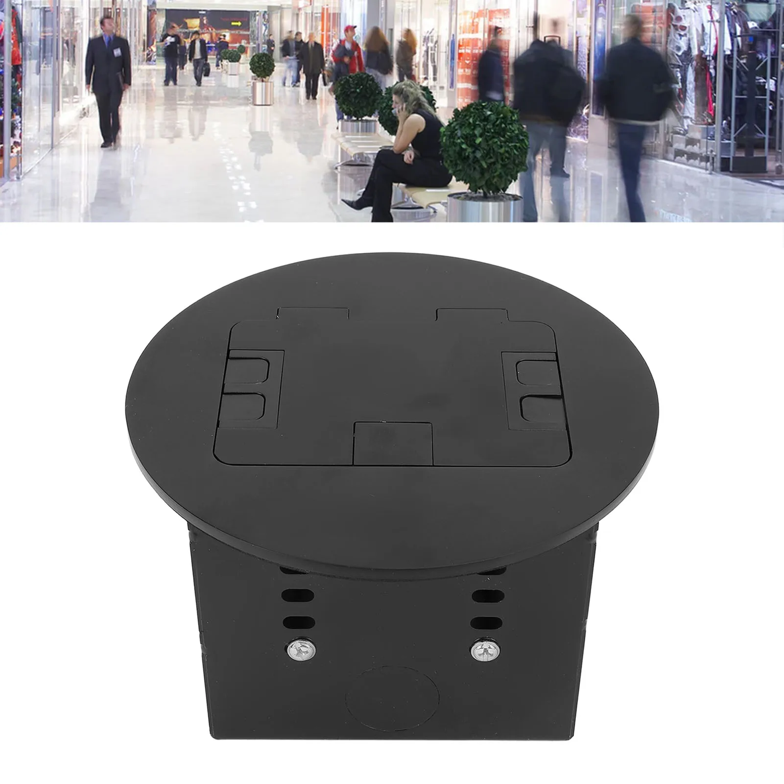 

Floor Water Proof Socket Recessed Floor Outlet Box Water Proof Stainless Steel Flat Socket Kit 20A 2 3 Holes 2 USB Round Black