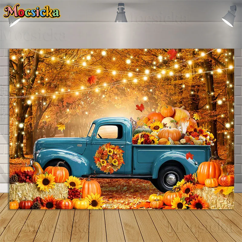Herbst Ahornblatt Wald Fotografie Kulissen Herbst Thanksgiving Party Banner Kürbis Ernte Kinder Geburtstag Hintergrund Fototermin