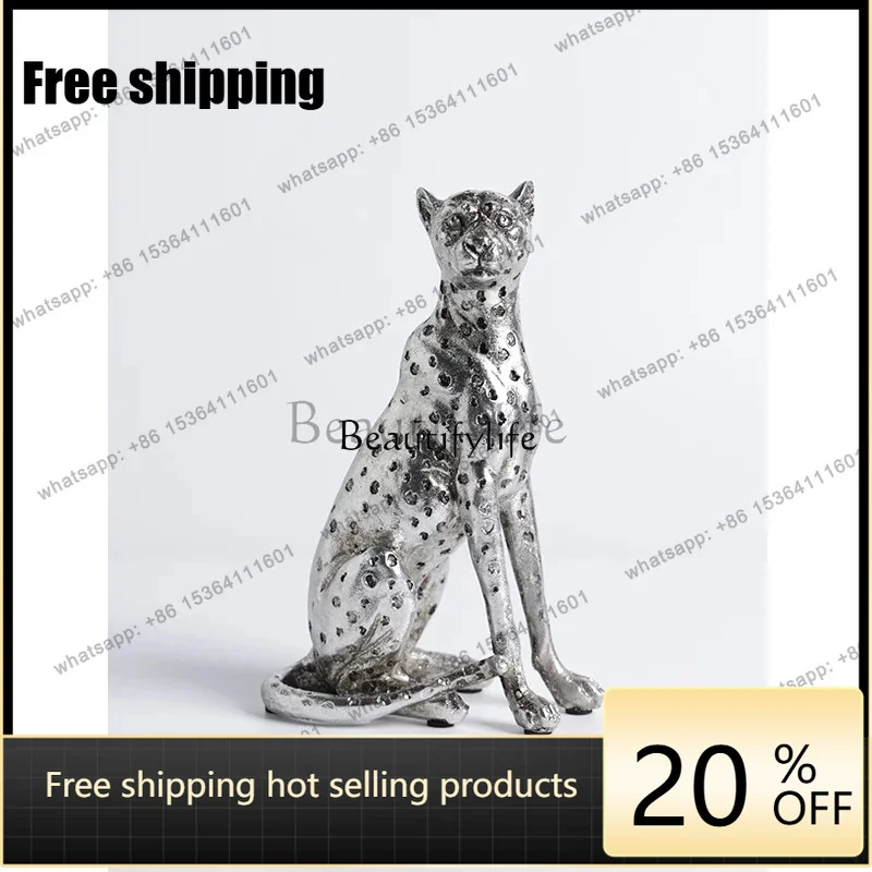 Factory Direct  American Leopard Jubilee series silver-plated cheetah sculpture desktop decoration ornament living room