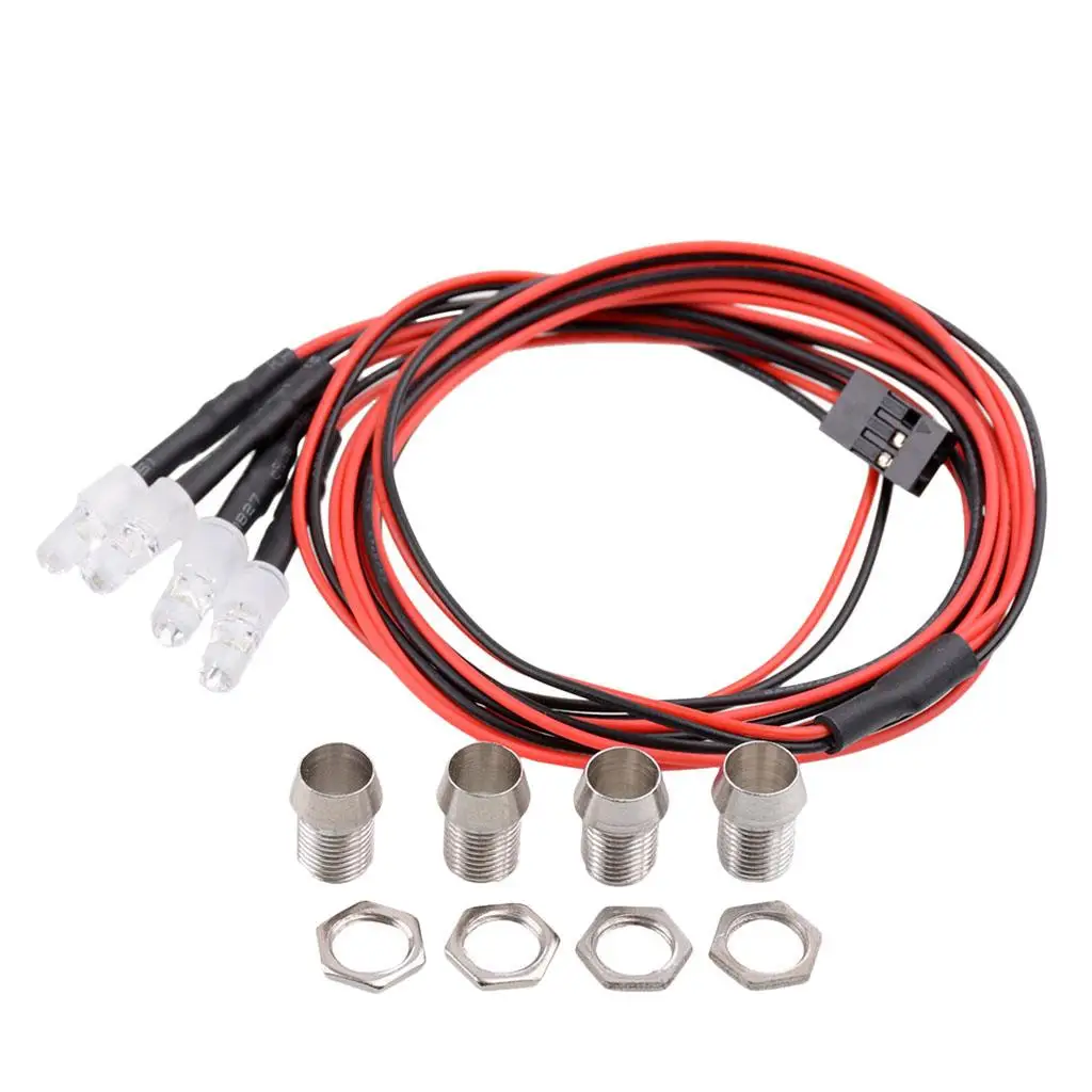 Kit Luci LED 5mm per Auto RC, Fari Rossi in Metallo per Camion Scala 1:14, Accessorio di Illuminazione