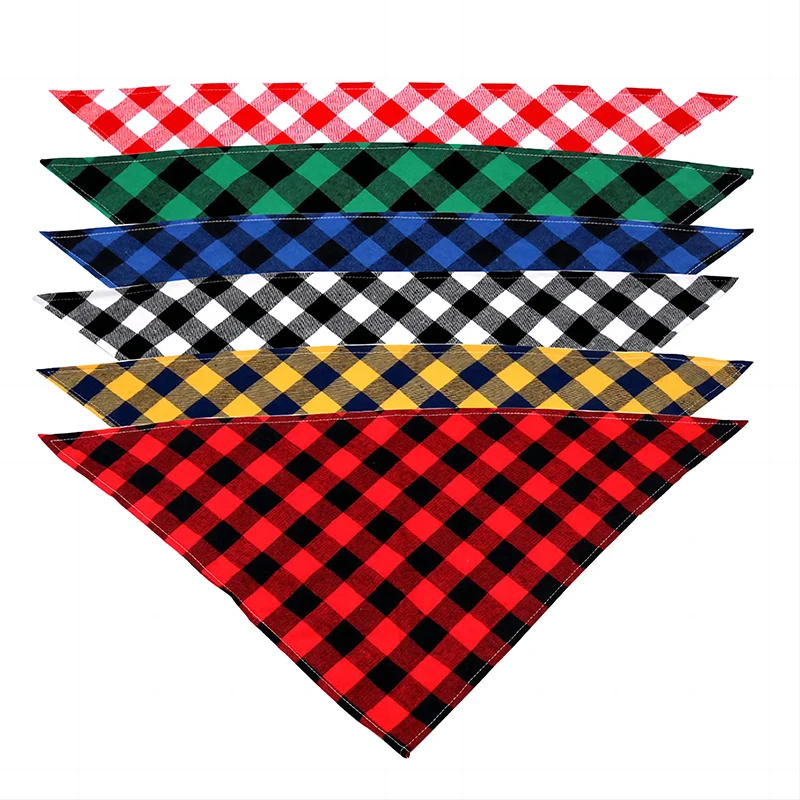 Pet Dog Bandana Pet Neckerchief Classic Red Black Plaid Cat Puppy Kerchief Pet Dog Accessories  Scarf Dog Saliva Towel