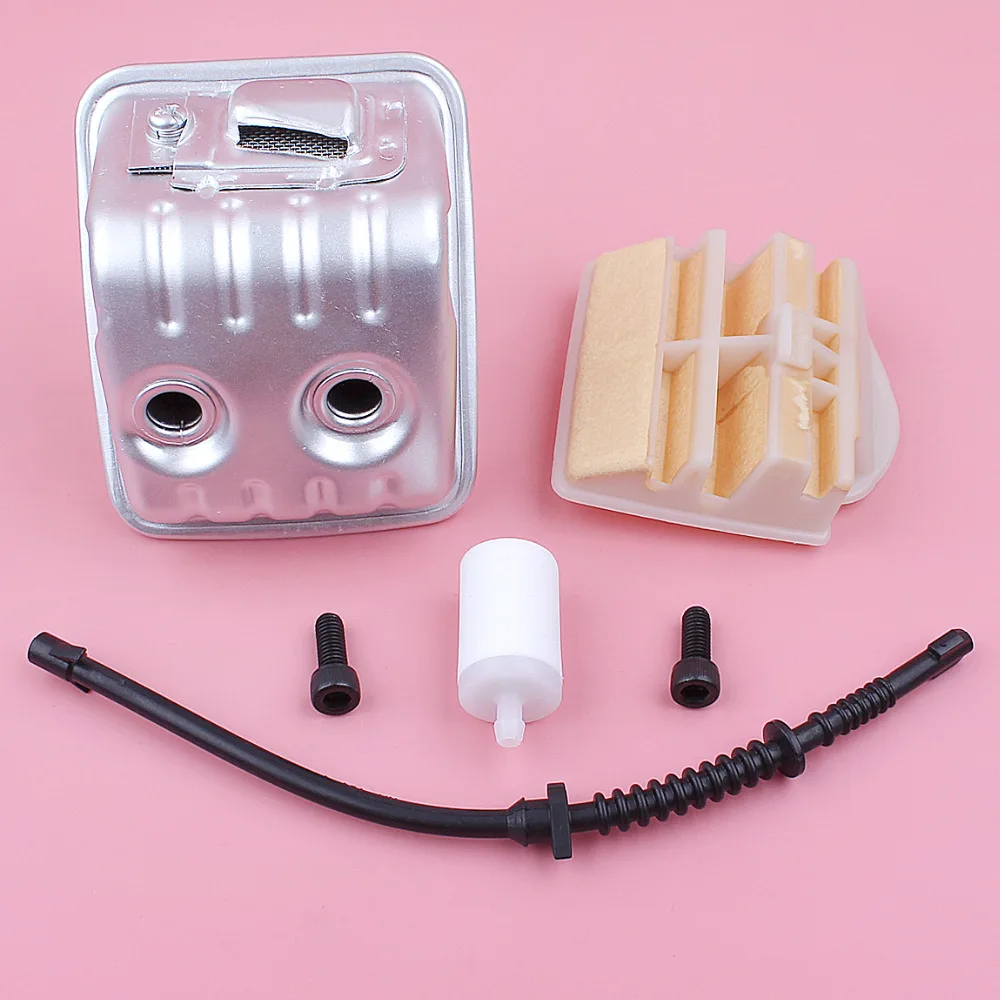 Silenciador do escape para husqvarna 445 445e 450 linha de filtro combustível do ar mangueira parafuso motosserra serra de corrente substituição peças reposição